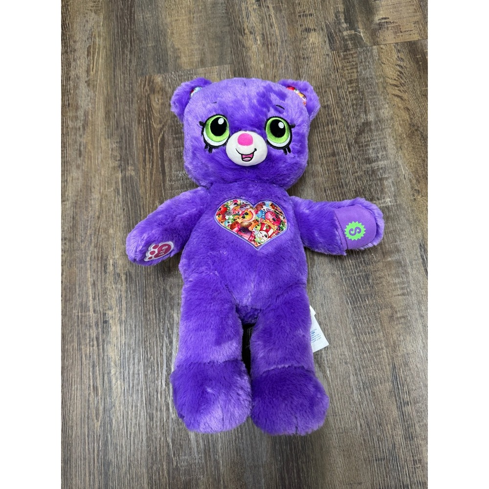 Build A Bear Shopkins Purple Plush Stuffed Animal Heart Print 19 inch 2017